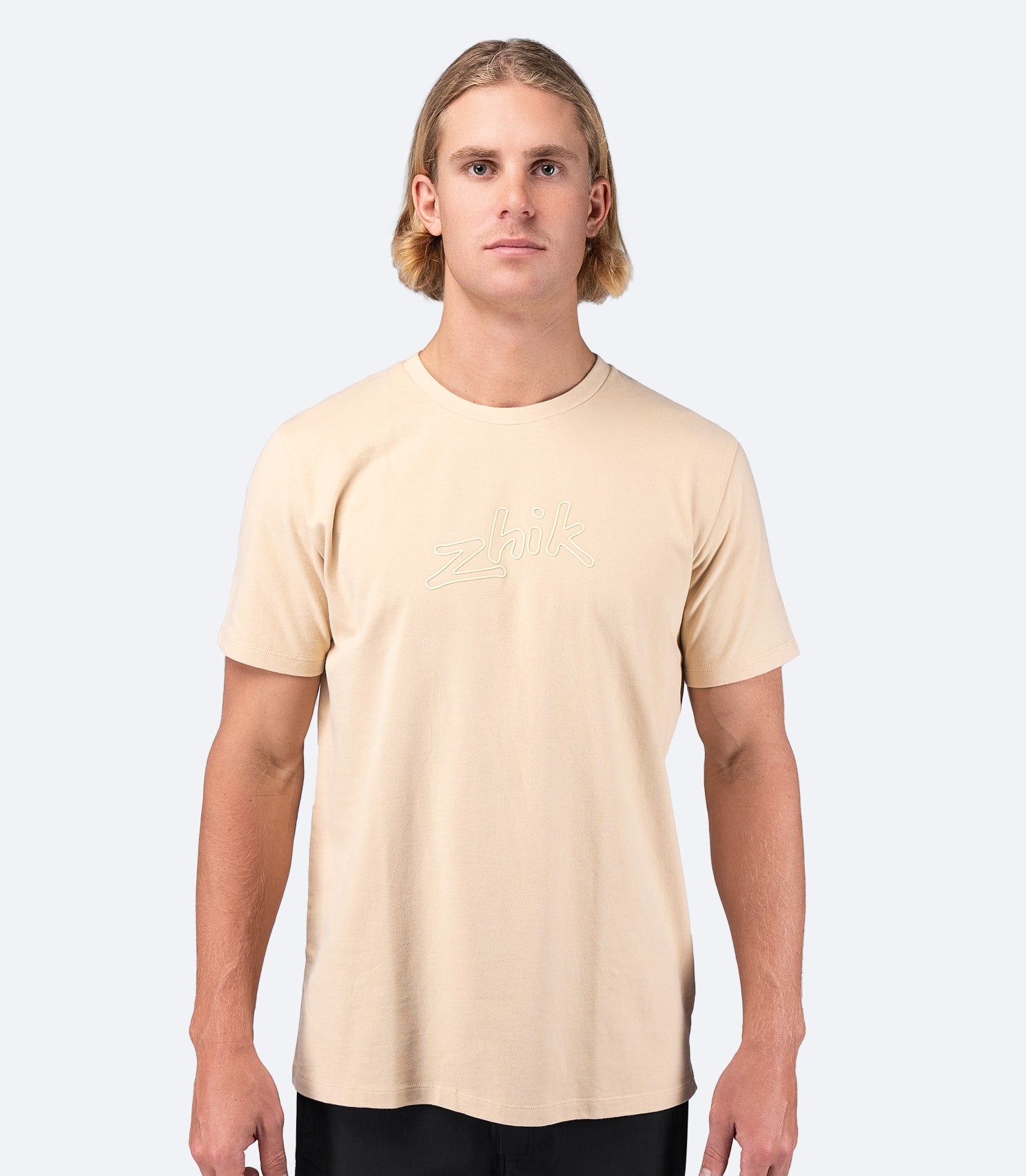 Mens Zhik Logo Cotton T-Shirt - Sand-1