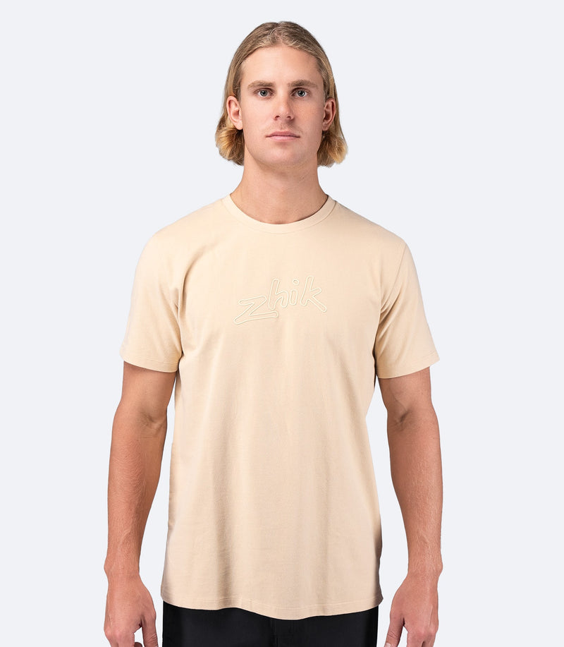 Mens Zhik Logo Cotton T-Shirt - Sand-1