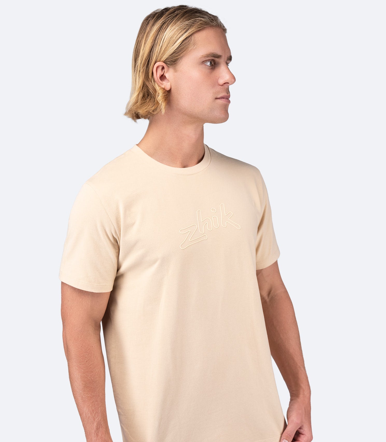 Mens Zhik Logo Cotton T-Shirt - Sand-2