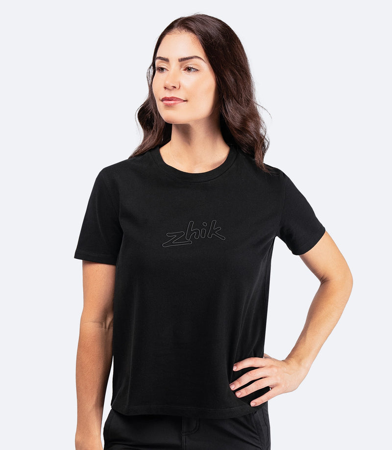 Womens Zhik Logo Cotton T-Shirt - Black-1