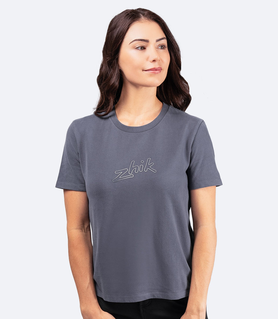 Womens Zhik Logo Cotton T-Shirt - Navy Grey