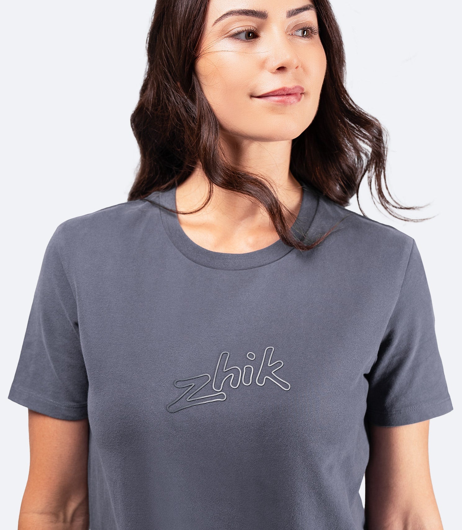 Womens Zhik Logo Cotton T-Shirt - Navy Grey-2