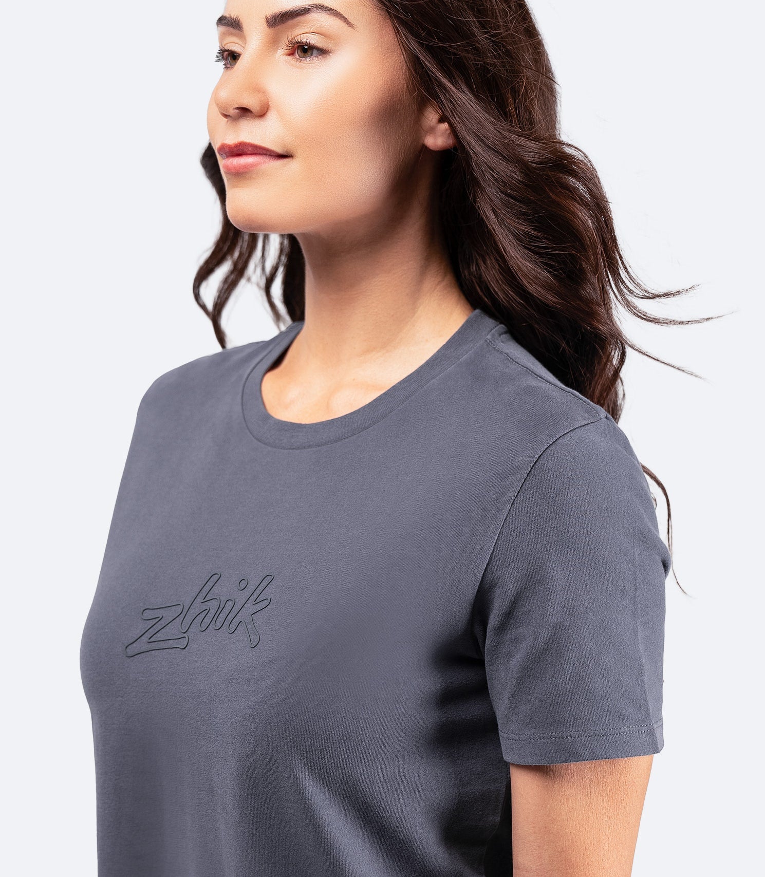 Womens Zhik Logo Cotton T-Shirt - Navy Grey-3