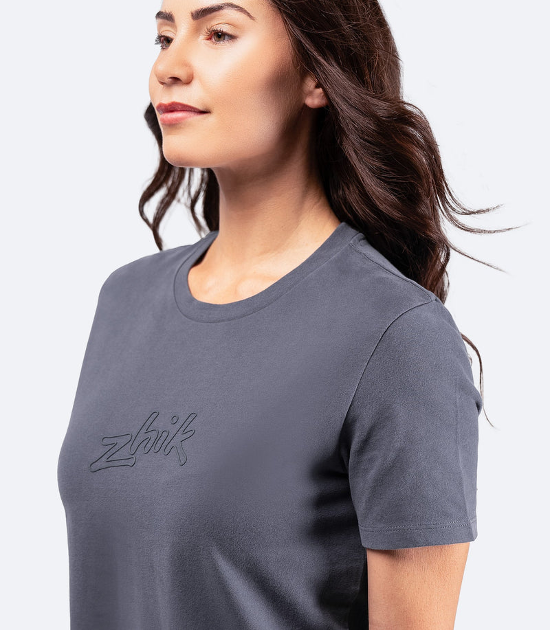 Womens Zhik Logo Cotton T-Shirt - Navy Grey-3