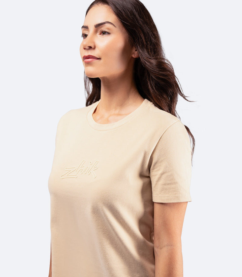 Womens Zhik Logo Cotton T-Shirt - Sand-2