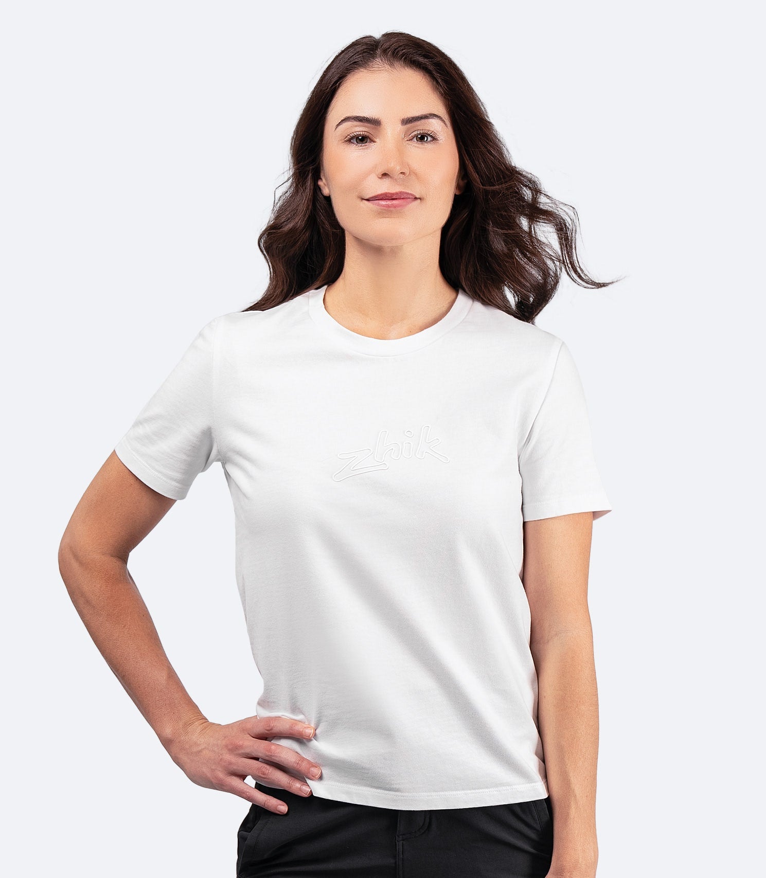 Womens Zhik Logo Cotton T-Shirt - White-1