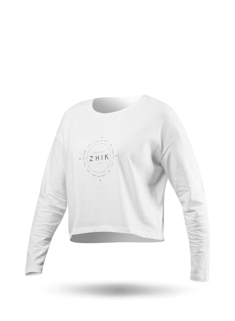 Womens Compass Print Long Sleeve Cotton Tee-7